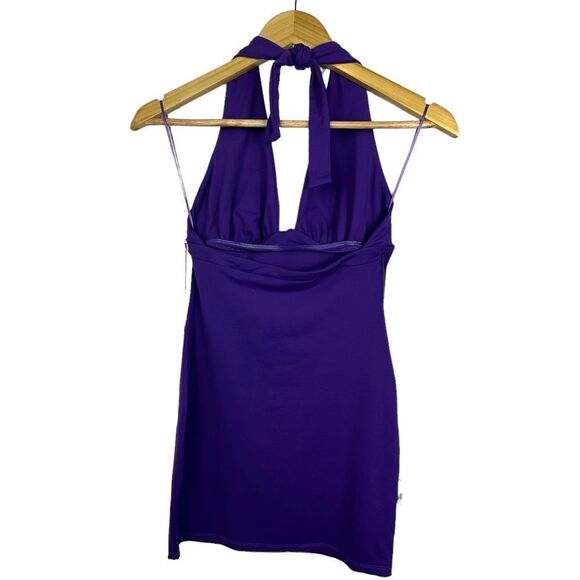 Susana Monaco Gathered Halter Mini Dress Purple NWT S - Picture 5 of 9